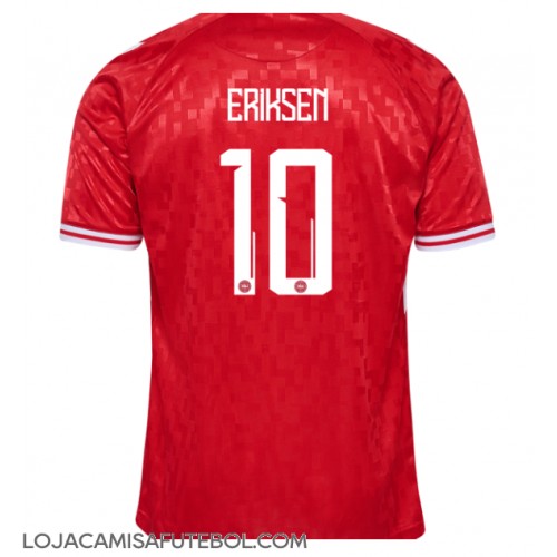 Camisa de Futebol Dinamarca Christian Eriksen #10 Equipamento Principal Europeu 2024 Manga Curta